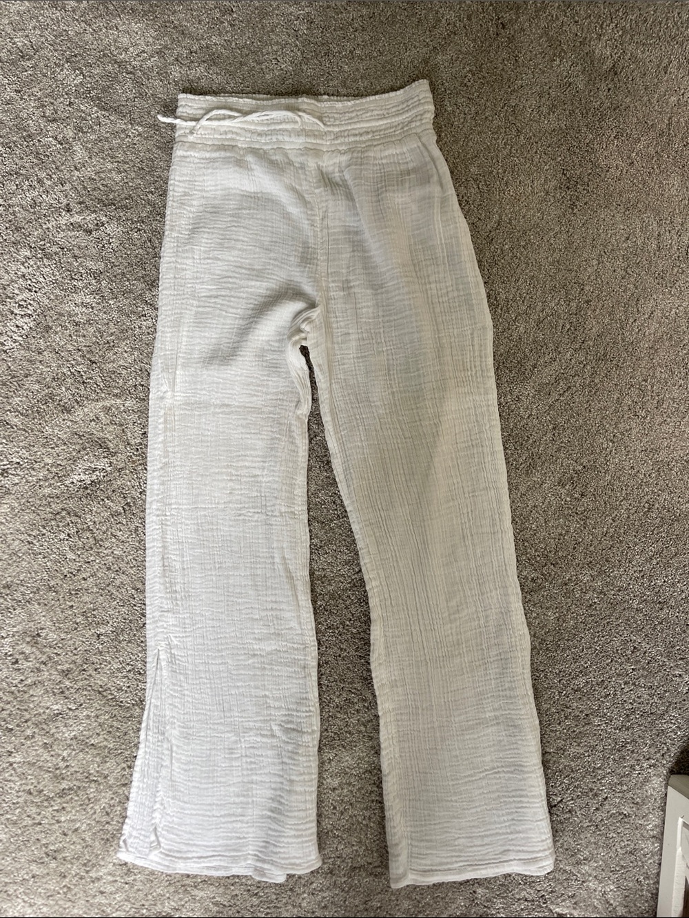 Abercrombie & Fitch White Gauze Drawstring Pants